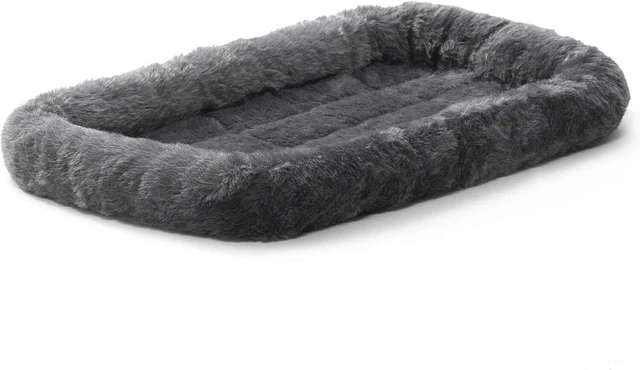 New World Gray Dog Bed | Bolster Dog Bed Fits Metal Dog Crates | Machine Wash &