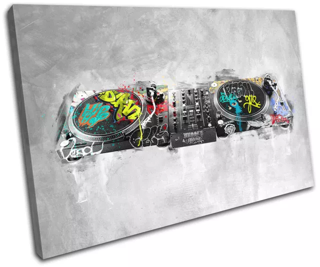 Dj Decks Club Music Urban Graffiti SINGLE CANVAS WALL ART Picture Print