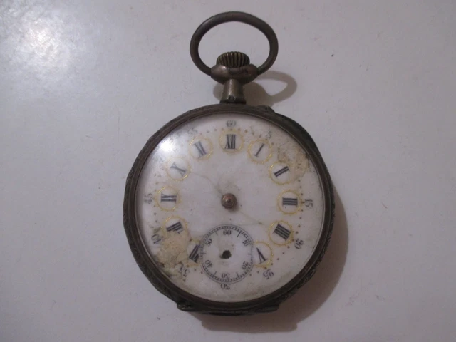 Montre gousset cylindre huit online rubis argent