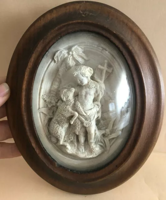 Cornice ovale Napoleone III - scultura in caolino - arte sacra - San Giovannino