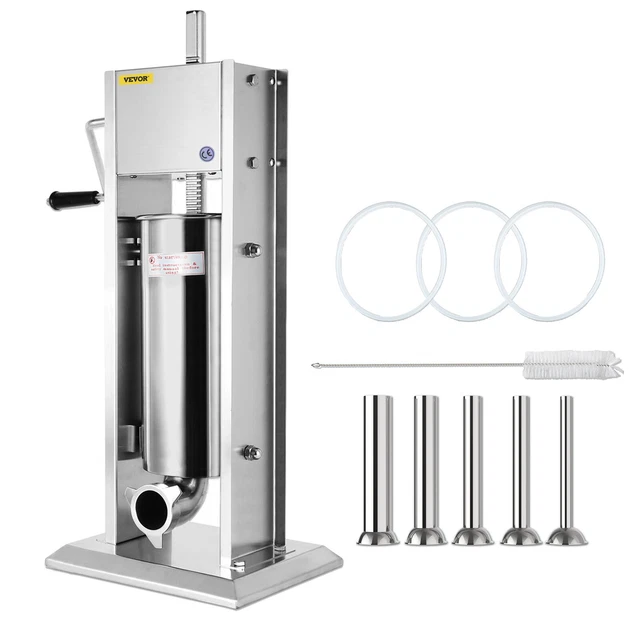 VEVOR 5L Vertical Commercial Sausage Stuffer 2 Speed Stainless Steel Meat Press