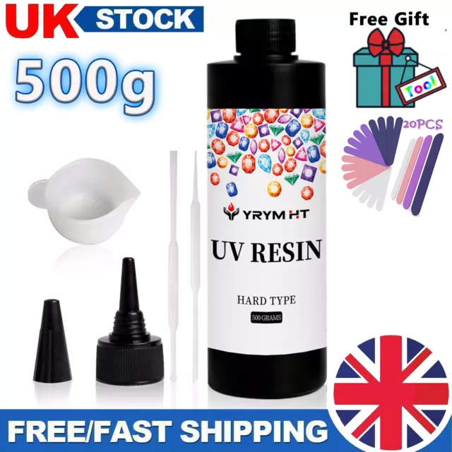 Resina UV transparente no tóxica tipo duro 500 g para fundición y recubrimiento, lámpara UV/cura solar