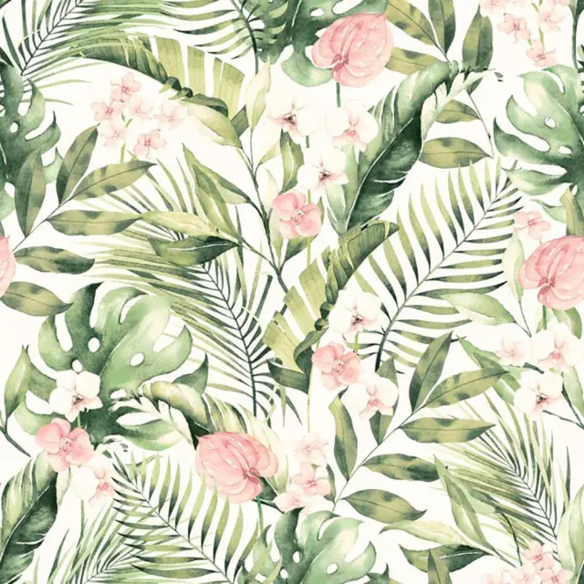 Arthouse Tropical Floral Pink Green Wallpaper Flower Botanical Nature Modern