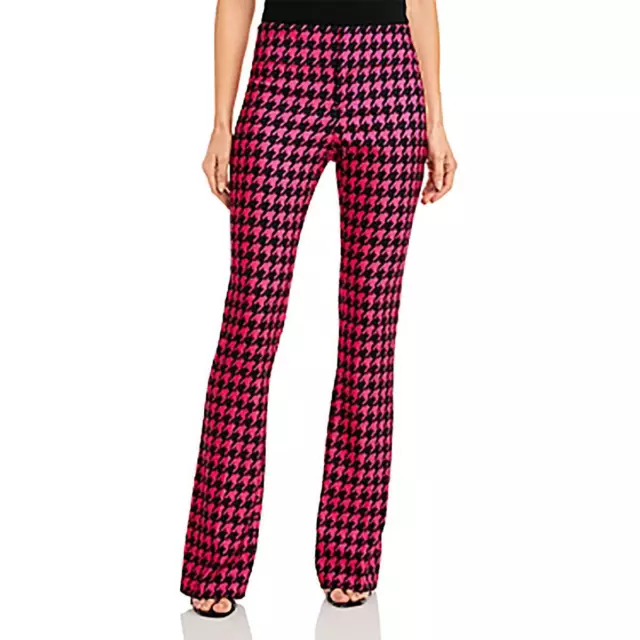 Alice and Olivia Womens Houndstooth Mid-Rise Office Bootcut Pants BHFO 5926