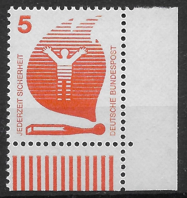 Bund 1971 ** Mi 694 Unfallverhütung 5Pf vom Eckrand Ecke unten rechts 03751A