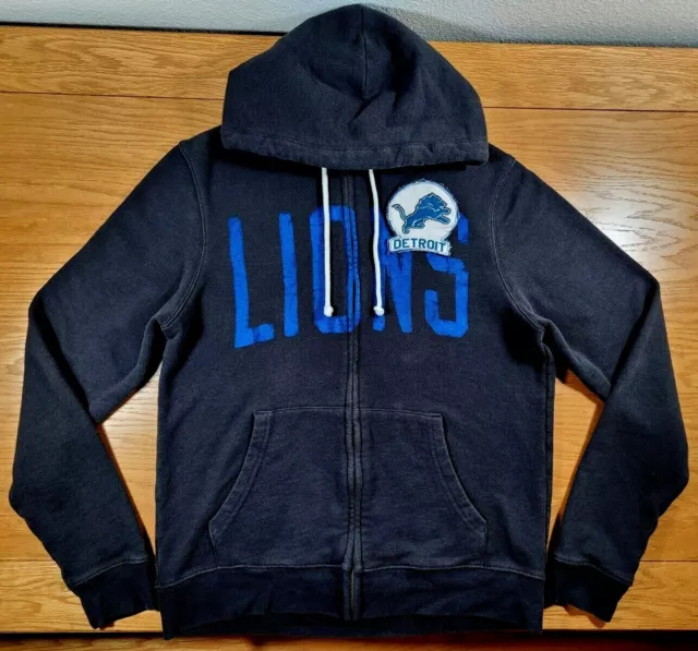 DETROIT LIONS Distressed Logo Junk Food Hooded Sweatshirt Hoodie M Men's Medium