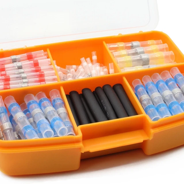 200 Set Connettori a Saldare Assortimento Tubo Termoretraibile Testa Saldature
