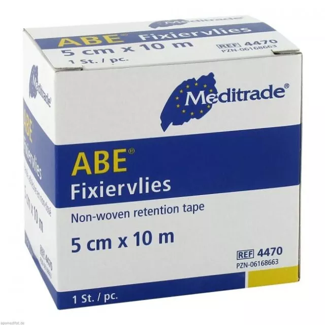 Meditrade ABE Fixiervlies 5 CM X 10 M Pansement Stériles Rouleau Auto-Adhésif