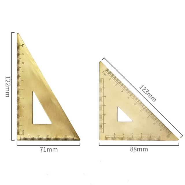 Triangular ruler 100mm 4 Inch Brass Measuring Tool with Hanging Hole 2Pcs