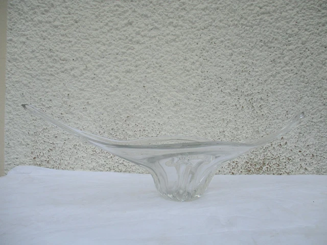ANCIENNE GRANDE COUPE à fruit en verre moulé centre de table années