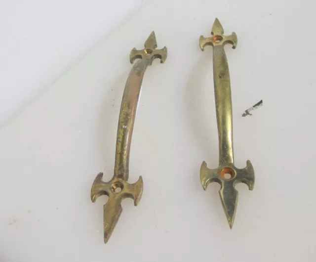 Vintage Brass Door Handles Cupboard Pulls Drawer Old Retro 7"