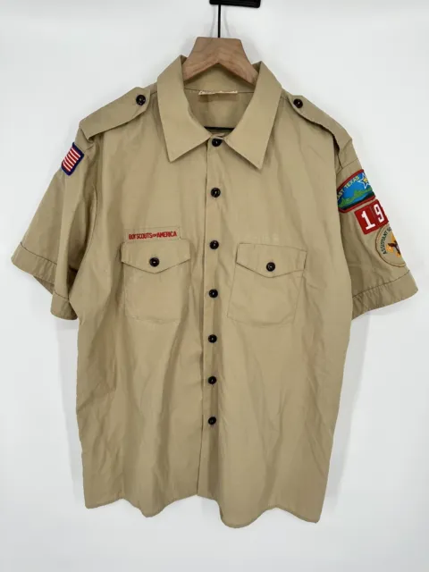 Boy Scouts of America Men’s Uniform Button Shirt Polyester Blend USA Size XL