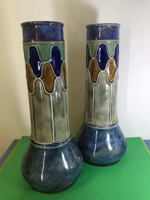 Fine and Stylish Pair of Art Nouveau Royal Doulton Vases by Florrie Jones