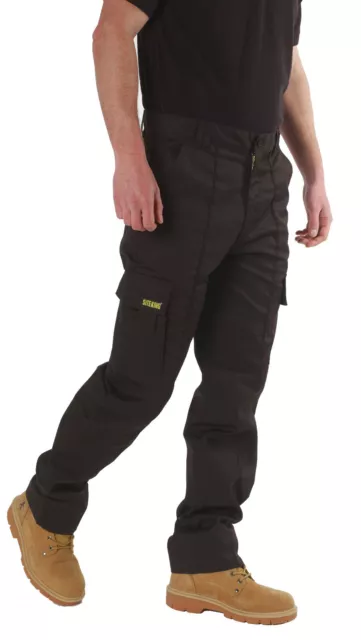 SITE KING Mens Cargo Combat Work Trousers Size 28 to 56 - BLACK NAVY KHAKI PANTS