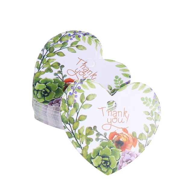 50 piezas Colgante de regalo Tarjetas de agradecimiento Colgante de papel con flores Las flores