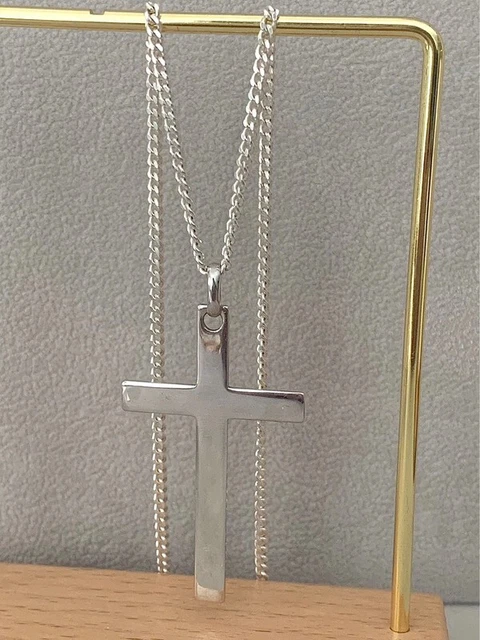 Pendentif Croix En Argent Massif 925/000 - Grand Modèle - Bijou Mixte Neuf Étiqueté