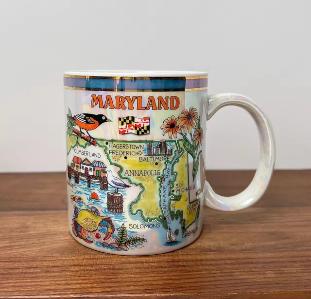 Maryland Iridescent Coffee Mug  Souvenir Coffee Cup Tea Cup