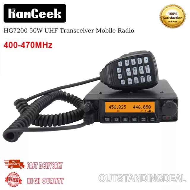 HG7200 50W UHF Transceiver Mobile Radio 400-470Mhz Car Radio Station 200CH