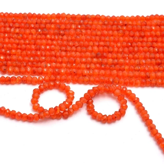 Naturel AAA Orange Cornaline Facettes 3-4 MM Pierre Précieuse Perles 13 " Brin