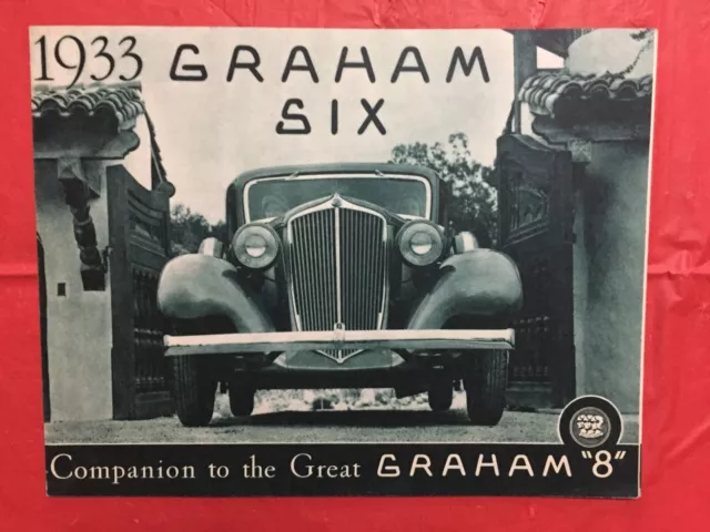 1933 GRAHAM "GRAHAM SIX---CONVERTIBLE COUPE SEDAN" Car Dealer Sales Brochure