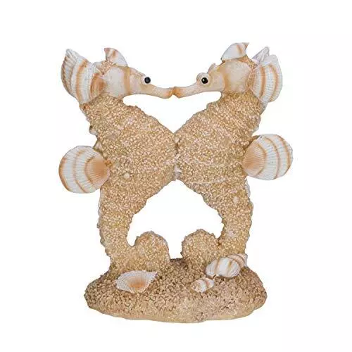 Sand and Shell Kissing Seahorses Figurine Beach Sea Horse Décor 3.5 inch