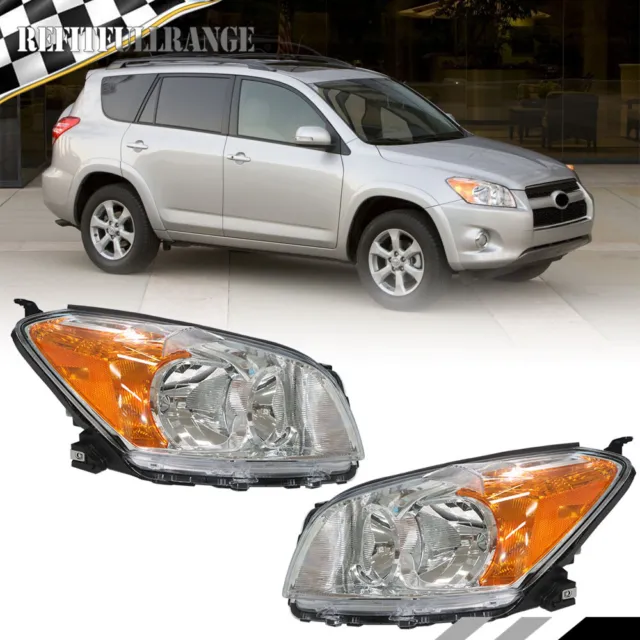 Pair Headlights For 2009 2010 11 12 Toyota RAV4 RH&LH Chrome Headlamps Halogen