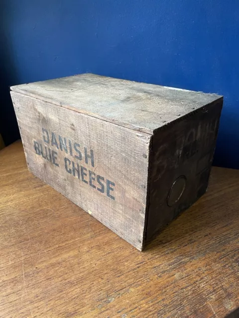 Vintage Wooden Danish Blue Cheese Box / Shipping Crate.