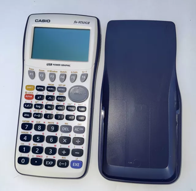 Casio fx-9750GII White Blue Handheld USB Power Graphing & Scientific Calculator