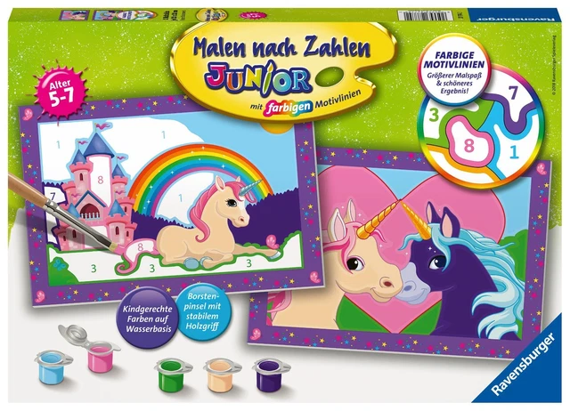 Bunte Einhornwelt Malen nach Zahlen Junior Spiel Deutsch 2018 EAN 4005556277742