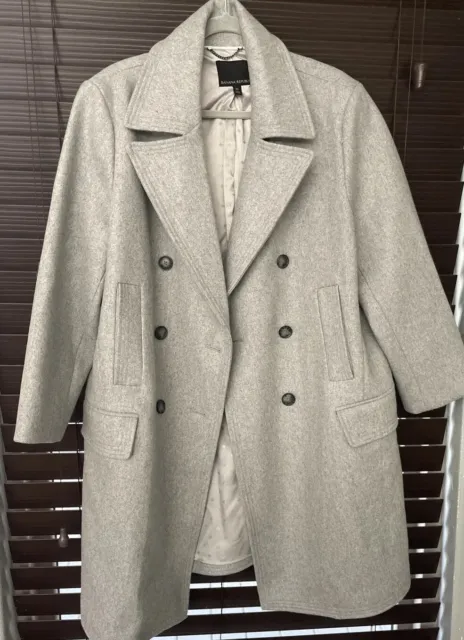 Banana Republic Wool Blend Long Grey Dress Coat Women's size XL