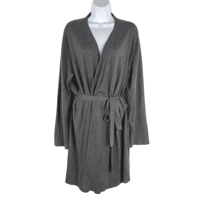 Eileen Fisher Cardigan Sweater XL Tie Waist Gray Tencel Lyocell Blend CJ-1322