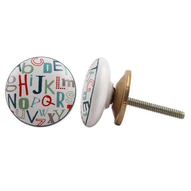 Main Céramique Multicolore Alphabet Armoire Commode Tiroir Mignon Boutons - 8 PC