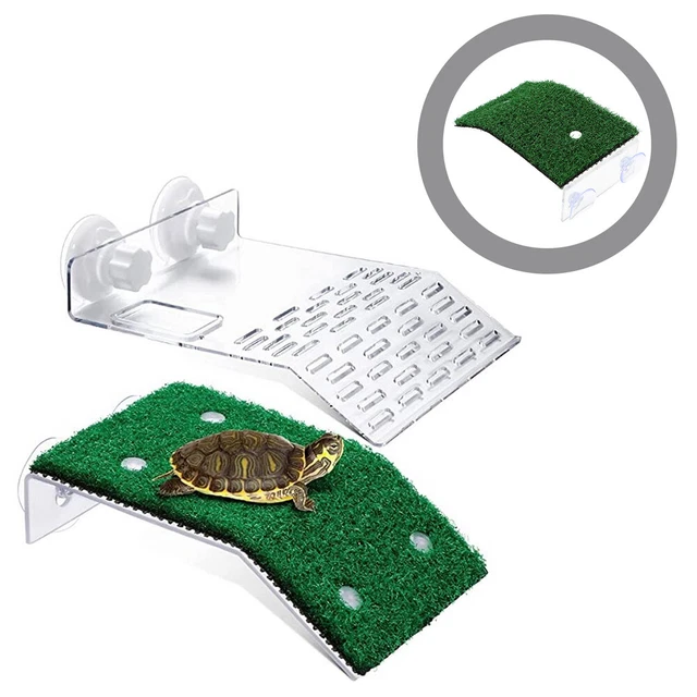 2 piezas plataforma decorativa de tortugas para tanque de peces acrílico de arrastre