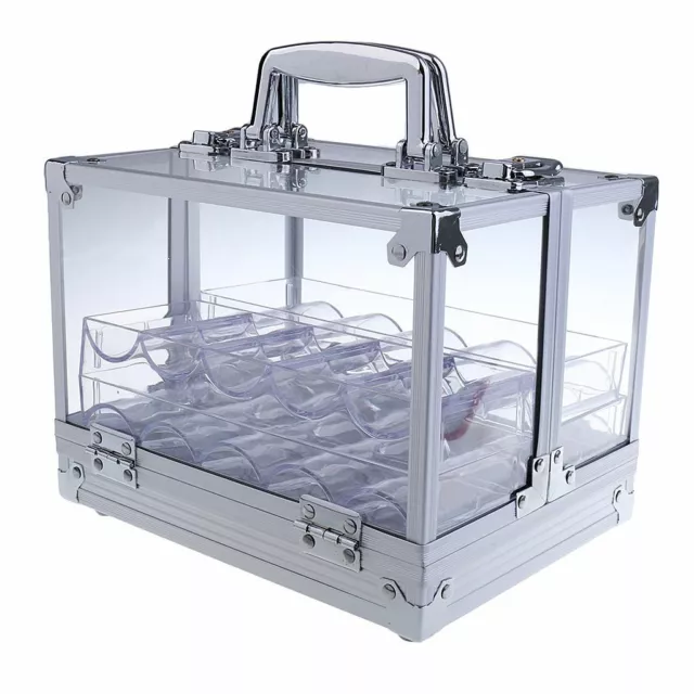 600Pcs Carrier Poker Chip Storage Box Transparent Empty Acrylic Portable Case