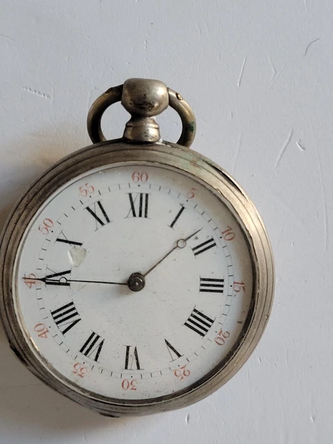 Montre De Poche Richelieu Argent Avec Poinçon Crabe - Occasion, Chaîne Et Clef Incluses