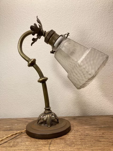 Lampada Da Tavolo LIBERTY ART NOUVEAU Brass Ottone 1930s Antica Abat-Jour