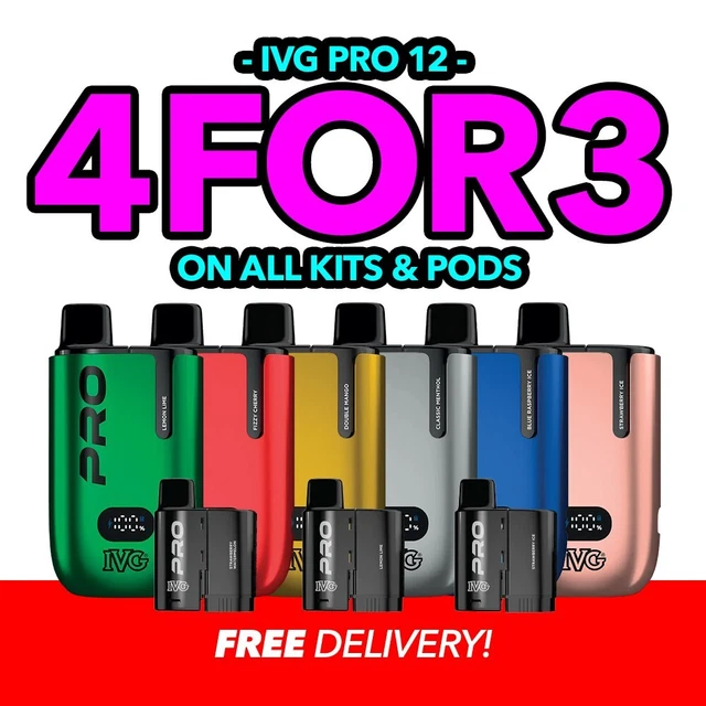 IVG PRO 12 Vape Kit & Replacement Refill Pack | Rechargeable Vape | E-Cig  £9.99