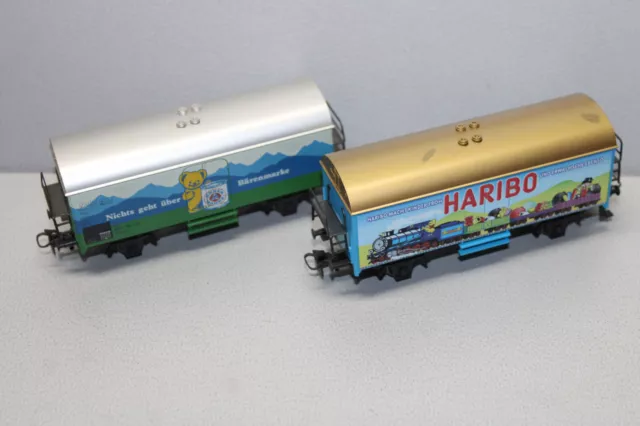 Märklin 2 Stück 2-Achser Kühlwagen Bärenmarke und Haribo Spur H0 #F481