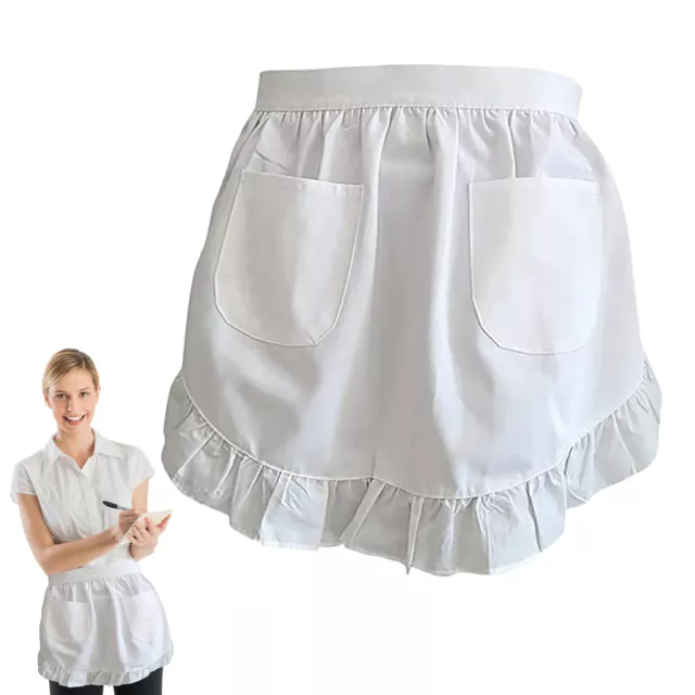Cooking White Half With Pockets Home Farmhouse Costume Polyester Waist Apron