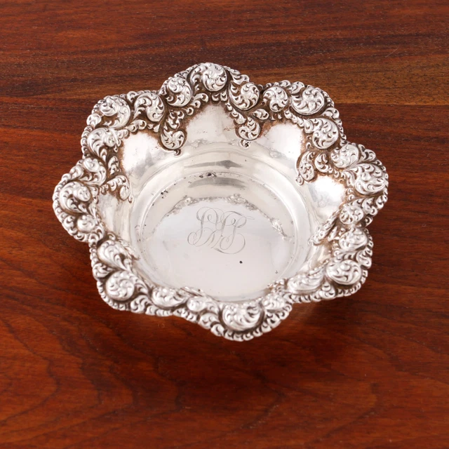J.f. Fradley Art Nouveau Sterling Silver Bowl #502 Scrolls Abound 1883-1936