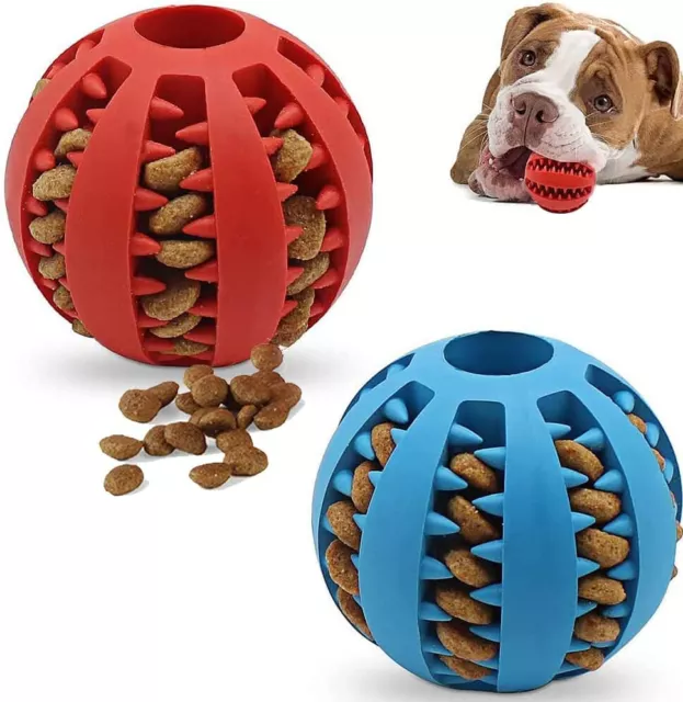 2 BALLES JOUET intéractif friandise CHIEN CHIOT caoutchouc naturel ø 7 cm