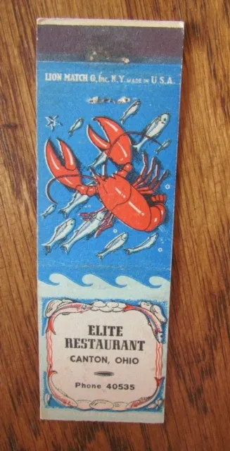 Animal - Lobster Matchbook Matchcover: Elite Restaurant (Canton, Ohio) -F1