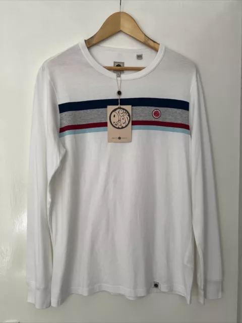 Pretty Green Brydon Long Sleeve T-Shirt White size Medium NEW