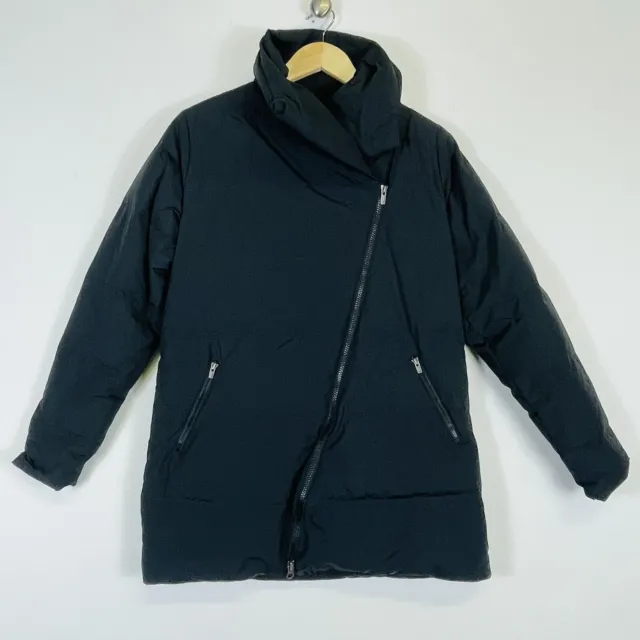 Lucy Hatha Asymmetrical Zip Black Jacket Coat Puffer Down Fill Women Small
