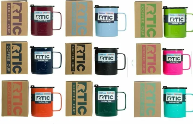 RTIC Coffee Cup NEW 2018 Mug w/ Handle 12oz Tumbler Rambler w/ spill proof lid 5