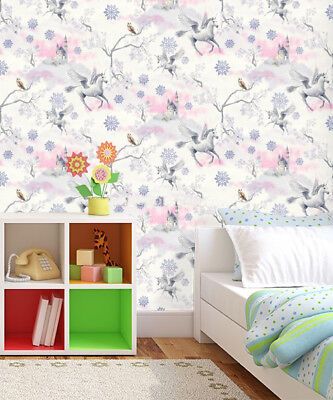 Fairytale Unicorn Carta Da Parati-Blu-Arthouse 667800 