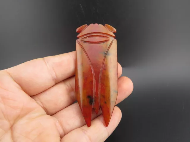 Chinese jade,noble collection,Hongshan culture,jade,cicada,pendant R(866)