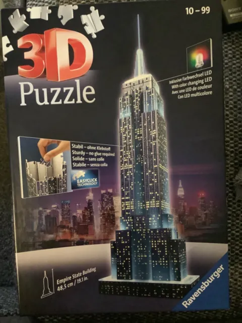 Ravensburger 12566 1 Empire State Building Night Edition 3D Jigsaw Puzzle, 216