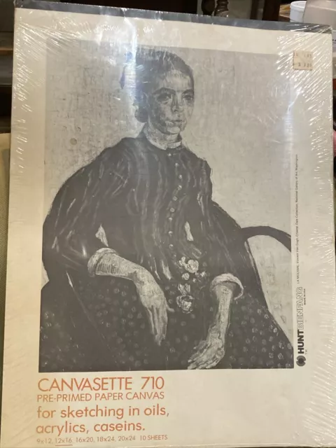 Hunt Bienfang Canvasette 710 12x16 Pre-Primed Paper Canvas 10 Sheets Sketching