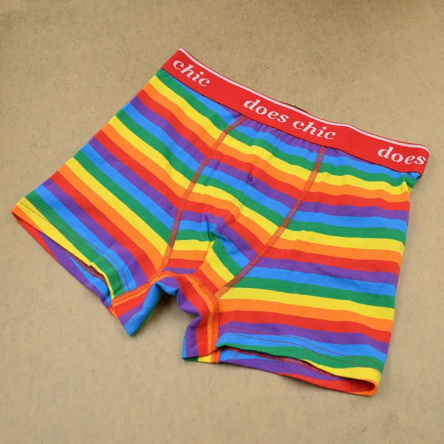 Gay LGBT Pride Underwear Men's Rainbow Striped Boxer Brief Shorts